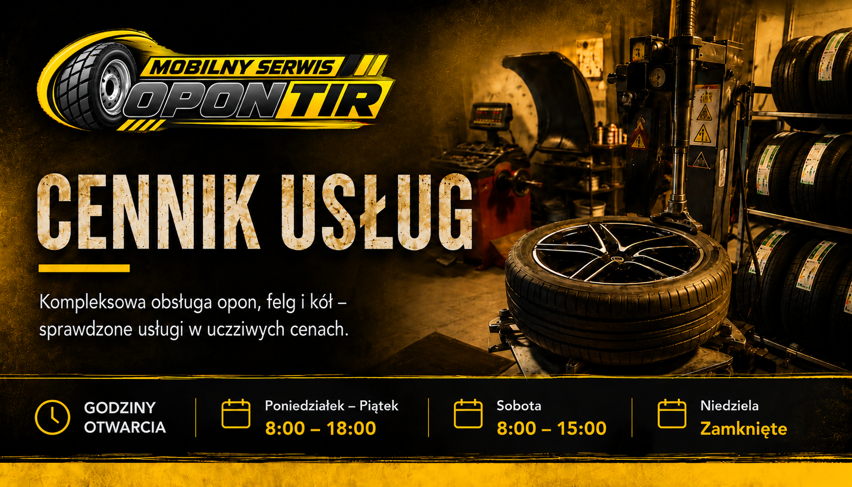 Cennik usług Mobilny Serwis Opon TIR
